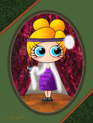 Ilustración digital de una niña vestida de cabaret.Por Leire Gonzalez.
