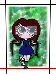 Ilustración digital personalizada de Olaia y su gato. Por Leire Gonzalez.